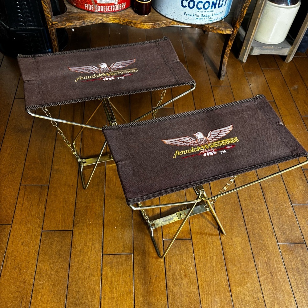 Fenwick Woodstream set of 2 vintage portable, foldable stools